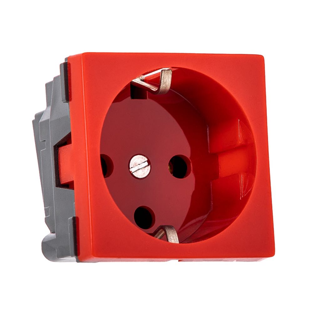 Розетка электрическая Maxicord Mosaic 45x45, нем. ст., 2K+3, 16A, красная