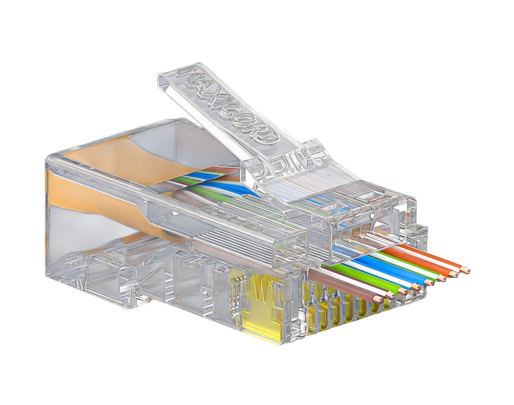 Коннектор Maxicord RJ-45(8P8C) кат.5e универсальный сквозной, 100 шт